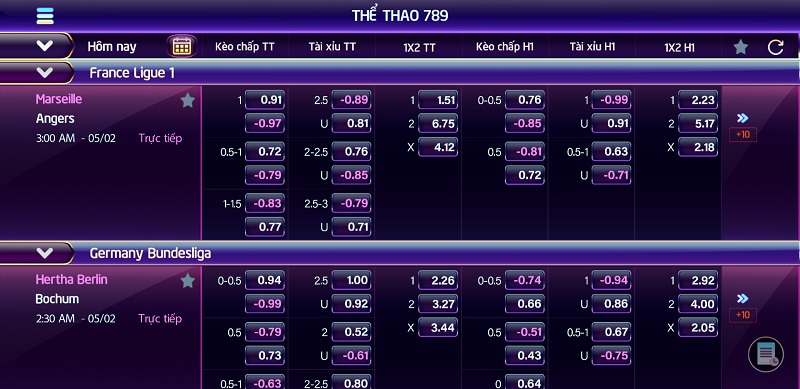 Giao diện cược thể thao 789 club